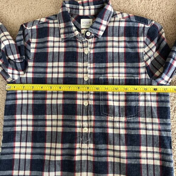 J. Crew Factory Plaid Popover Blouse XXS - Picture 8 of 9